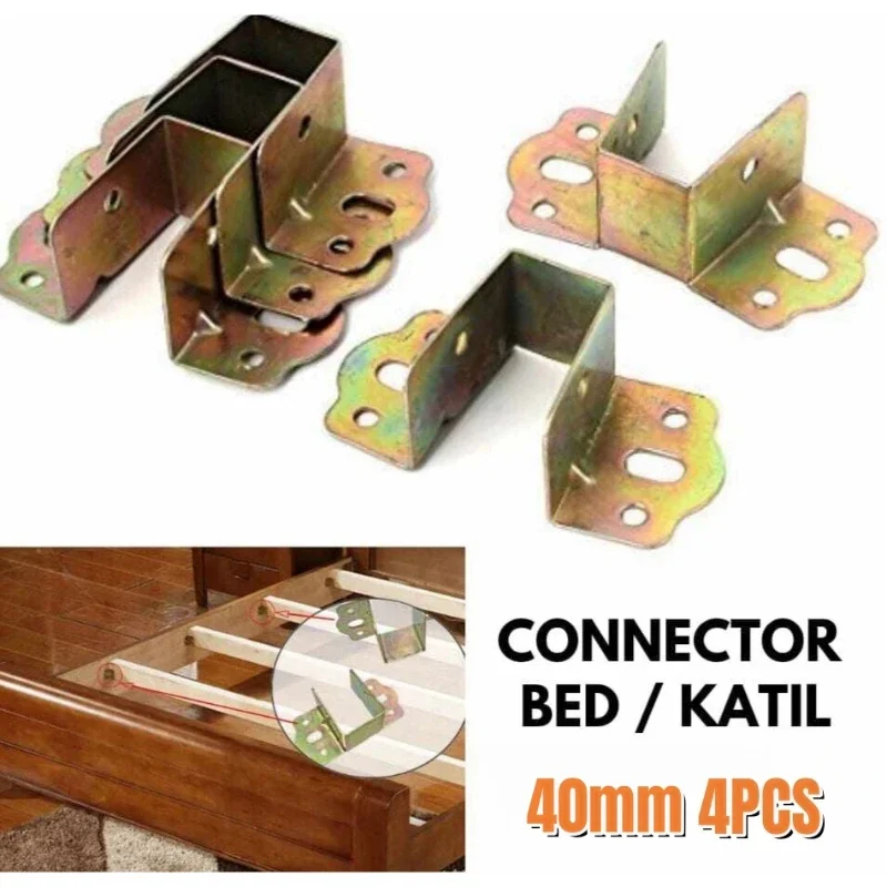 40mm 4PCS Cold Rolled Steel Bedstead Fixed Accessories Beam Hook Up Corner Bracket Wardrobe Beams Connector Furniture Hardware