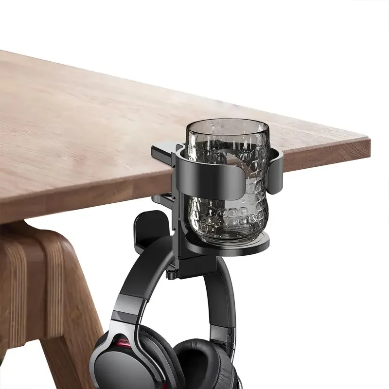 Headworn Aluminum Alloy Earphone Holder 2-in-1 Cup Storage Rack