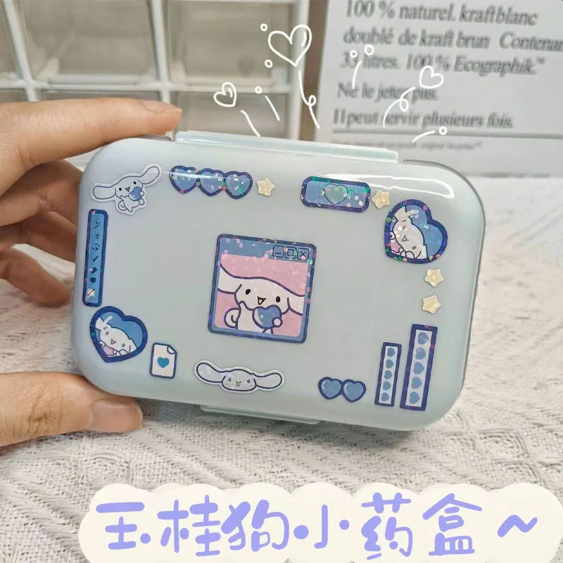 Sanrioes Kawaii Anime Kuromi Cinnamoroll My Melody Pill Case 7 Days