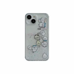 Kawaii Anime Glitter Quicksand Liquid Phone Case - Clear Decorative Hard Shell Cover - iPhone 13 Pro Max(6.7