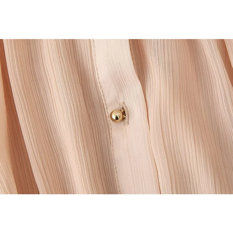 Chic Elegant Pleated Woman Dress Fashion Single Breasted Long Dresses Holiday O-Neck With Belt Female Evening Party Dresses