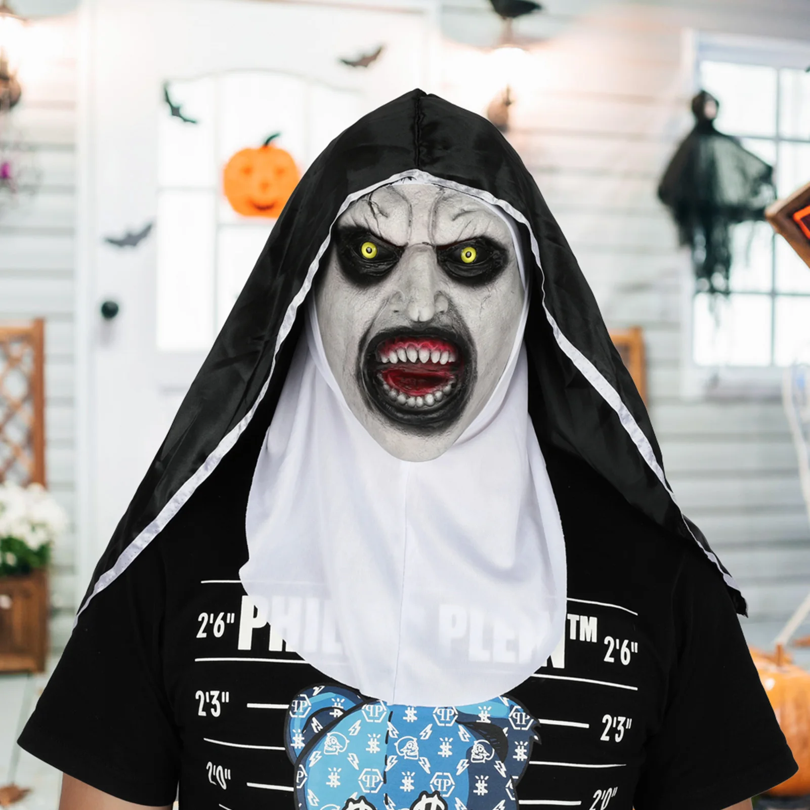 Ghost Nun Mask Cosplay Horror Movie The Conjuring Latex Full Face Helmet Halloween Masquerade Party Scary Headwear Prop