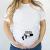 2025 Loading Print Womens Pregnant T-shirt Short Sleeve  Funny T-shirt Summer Maternity Tops Pregnancy Announcement New Baby Tee 4