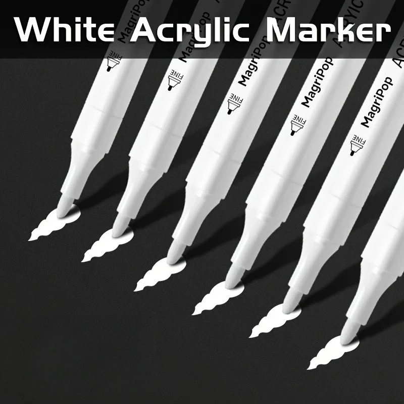 White Acrylic Marker,Permanent Pen Art Supplies for Black Paper,Tire,Plastic,Stone,Metal,Painting for Artists,Beginners White Acrylic Marker,Permanent Pen Art Supplies for Black Paper,Tire,Plastic,Stone,Metal,Painting for Artists,Beginners
