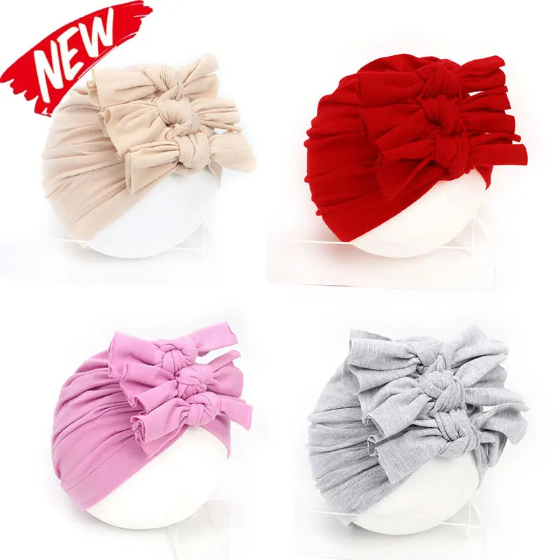 Kids Cotton Turban Hats Baby Girl Toddlers Breathable Soft Hat Newborns Baby Beanie Cute Cap Headraps