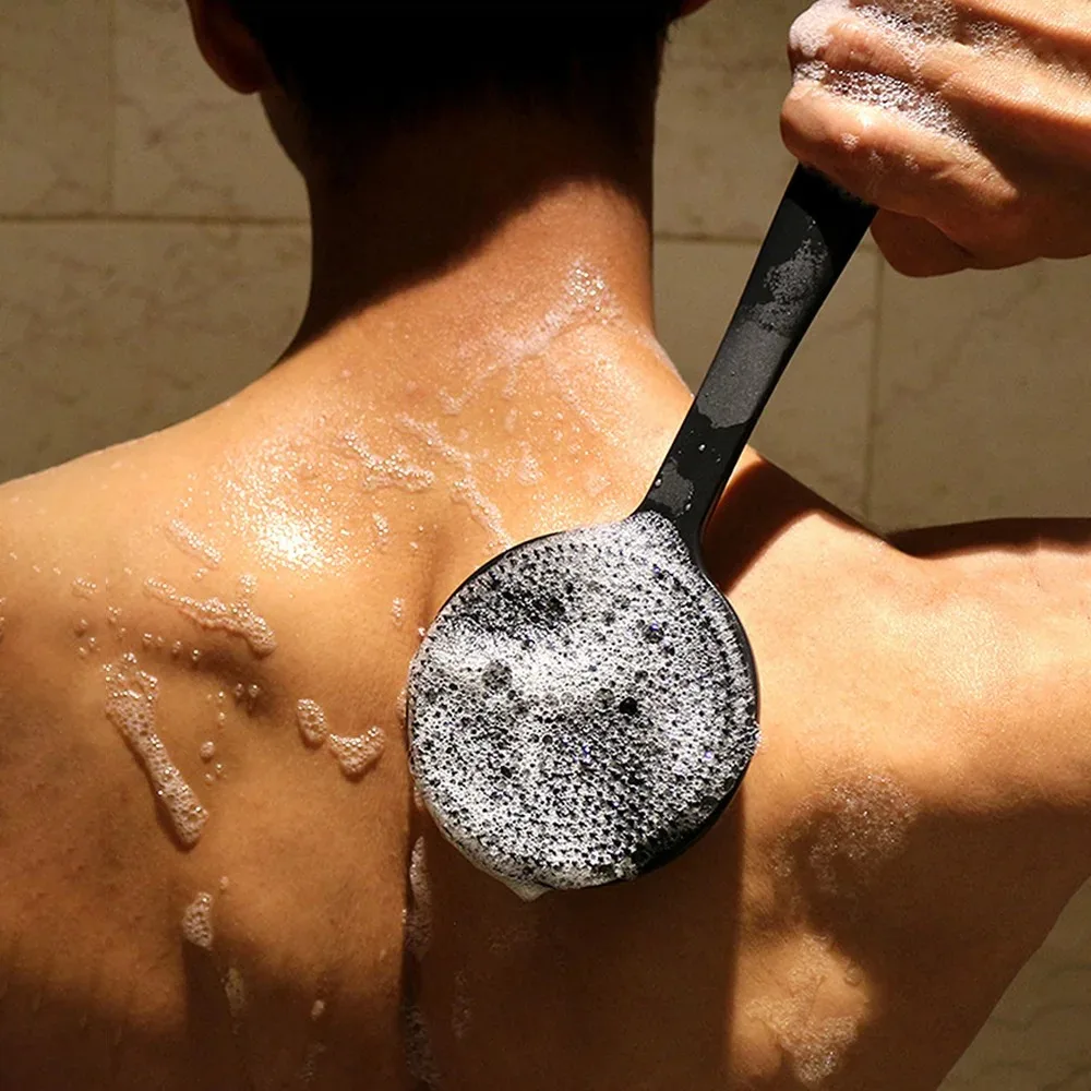 Double-Sided Silicone Back Scrubber Long Handle Long Handle Body Bath Brush Mud Back Scrubber Shower Massage Exfoliation Brush