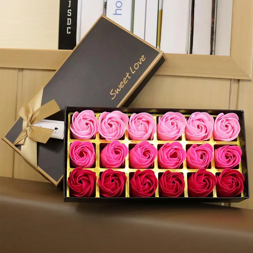 18 Pz/Scatola Sapone Fiore Di Rosa Pratico Lusso Belle Rose Profumate Floreali Fiori Simulati Di Bell'Aspetto Per La Festa Della Mamma