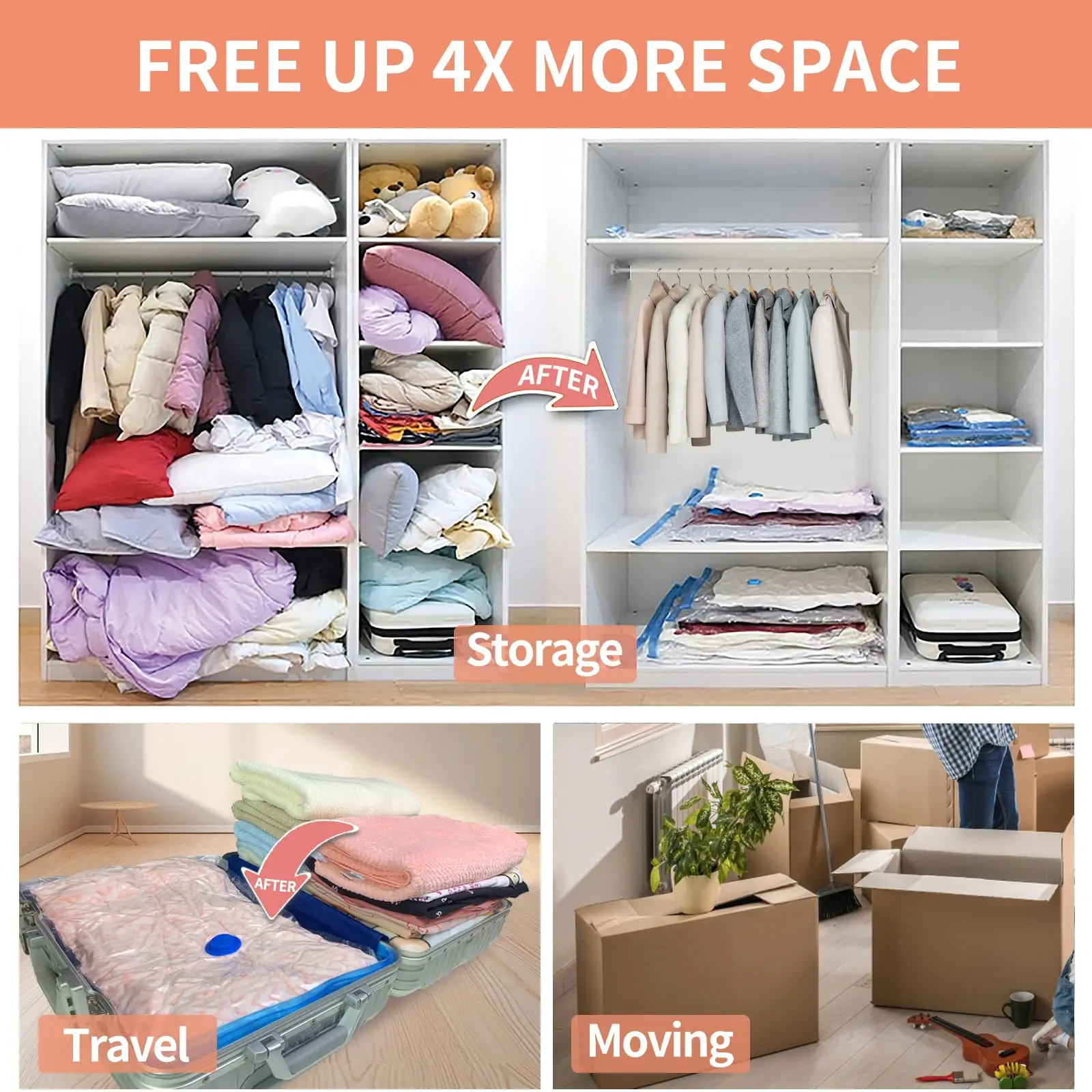 Vacuum Storage Bags with Pump Vacuum Seal Bags for Clothing Comforters Blankets Pillows Bedding Organizer Compression Bags 3