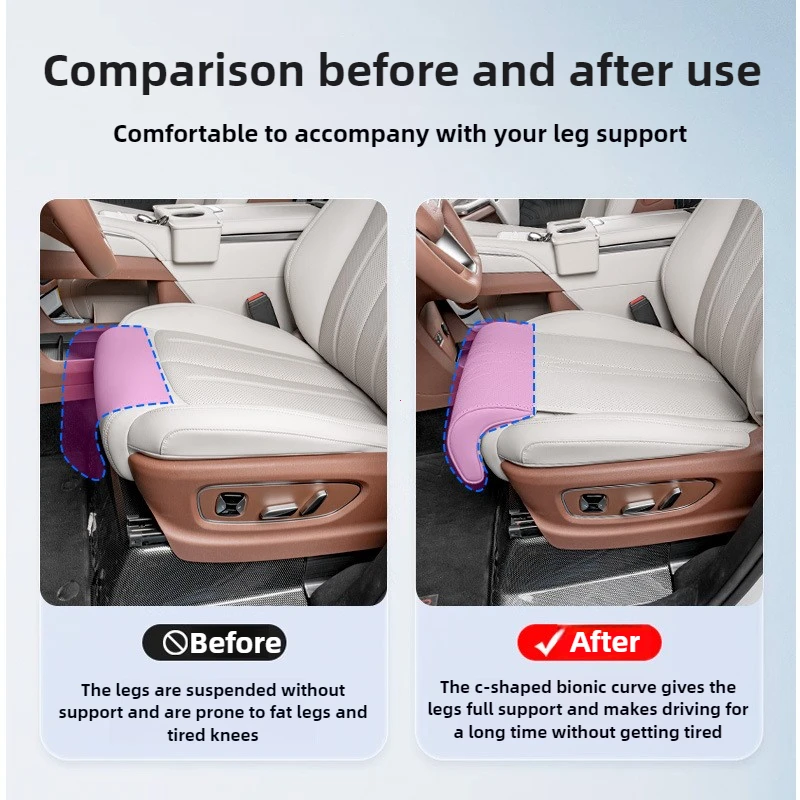 Car Seat Leg Support Extension Mat Universal Leg Support Pillow PU Leather Driver Auto Seat Extender Leg Cushion