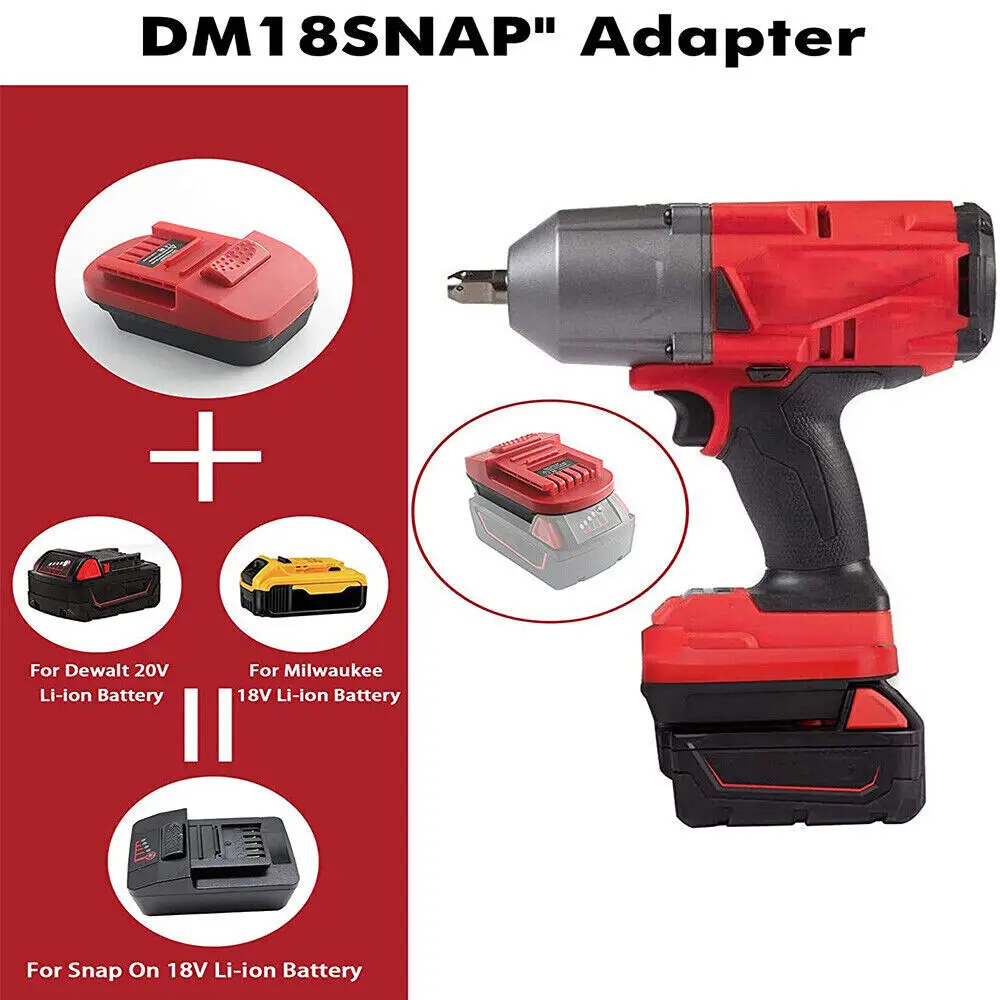 Adapter For Dewalt & Milwaukee 18V Li-ion Battery to Snap-on 18V Cordless Tools