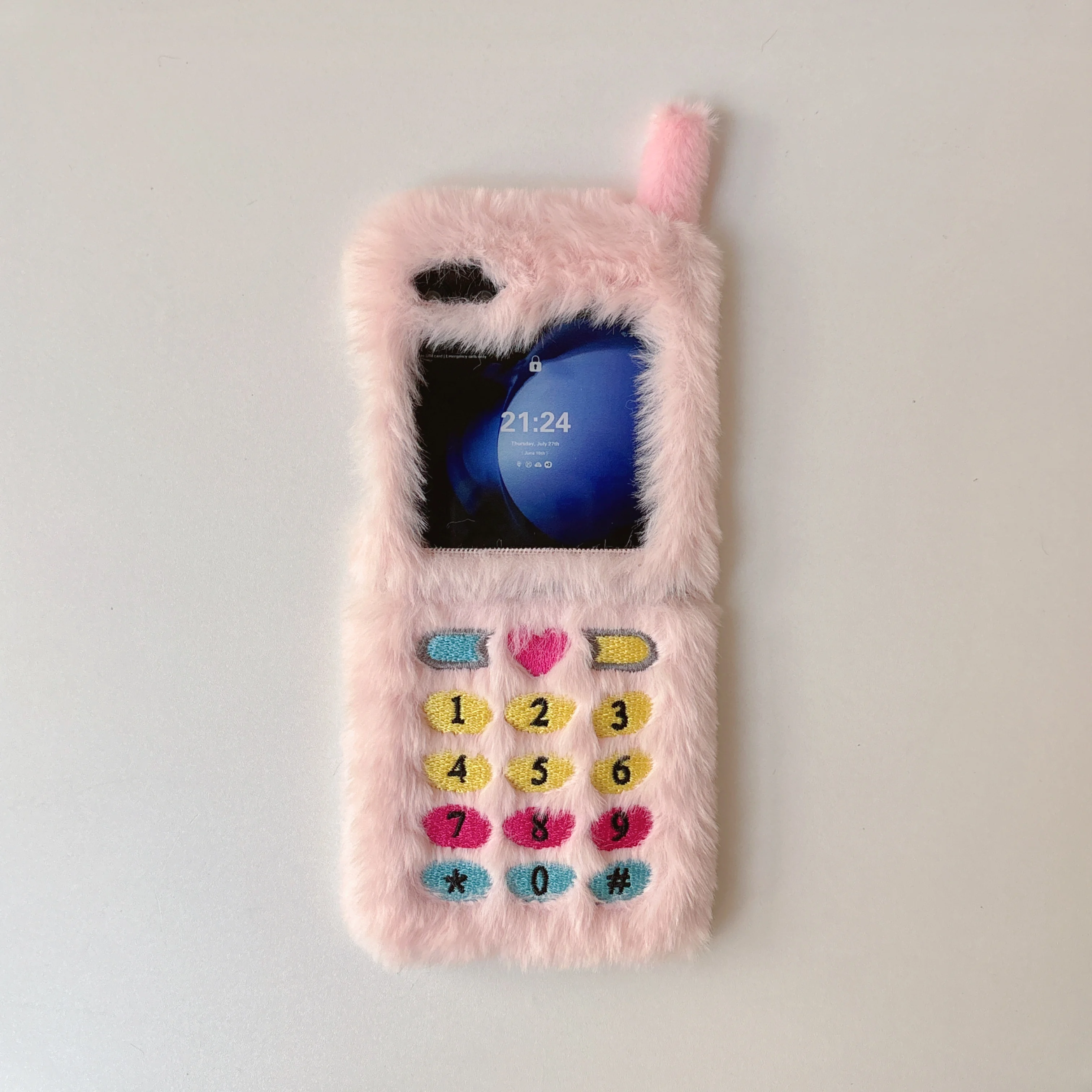 Colorful Plush Embroidered Phone Holder Case