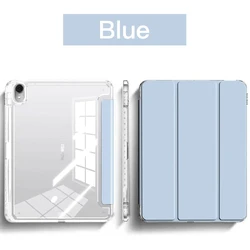 Tri - Fold Stand Case with Transparent Back and Pencil Holder - iPad(A16)  11th 2025 (Sky Blue)