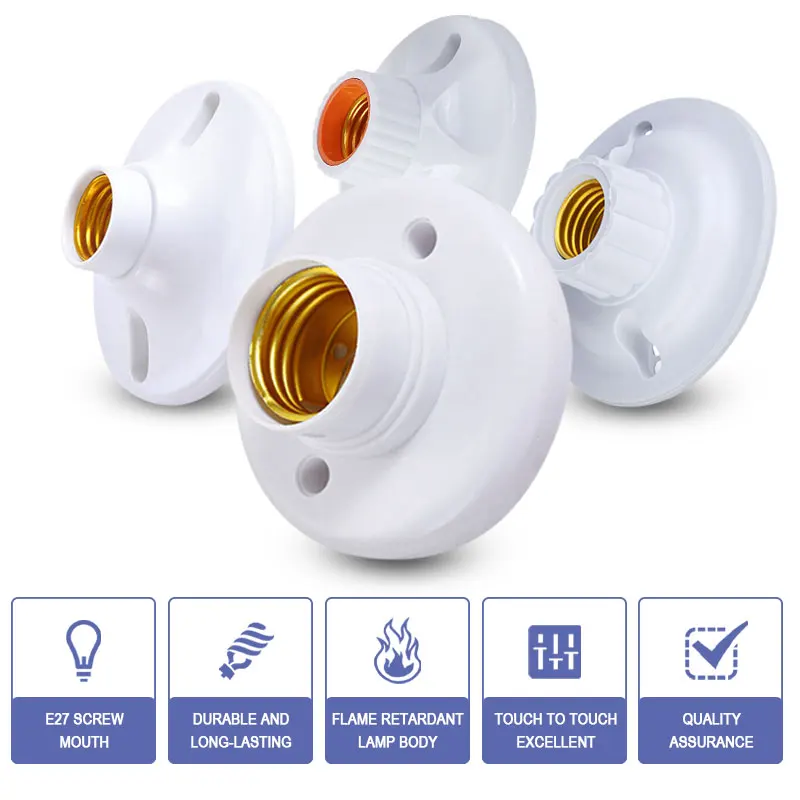 4 types E27 lamp sockets nut sockets white ceiling lights multifunctional bulbs fixed base brackets bulb sockets