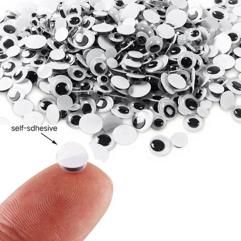 135Pcs 6-15mm 플라스틱 흔들기 눈 미니 자기 접착제 라운드 이동 Googly 눈 Jiggle 공예 눈 스티커 DIY 공예 장식