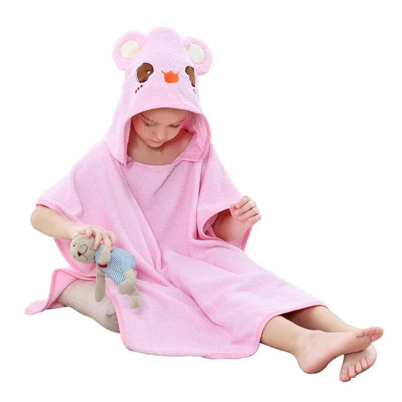 Asciugamano Con Cappuccio Per Bambini In Microfibra – 60x120 Cm – Stampa Cartoon – Telo Spiaggia E Bagno