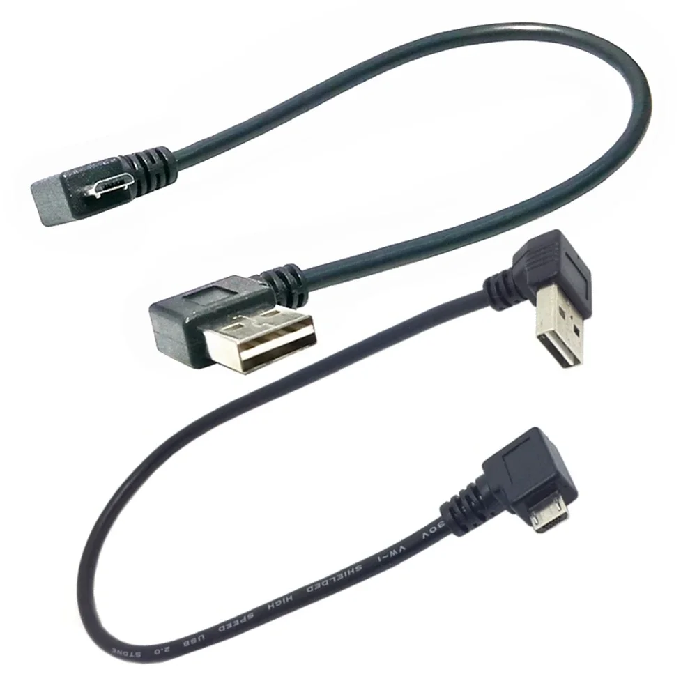

25CM Short 90° Left Right Angled USB 2.0 A Plug to Micro USB B Male Cable Right Left Angle Data Sync and Charging Extender