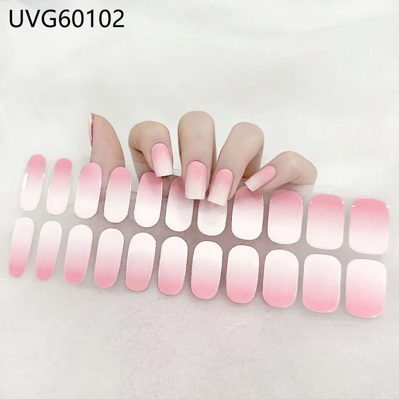22PcsFakeNailHotStampingShinyLoosePowderNailStickerFullCover