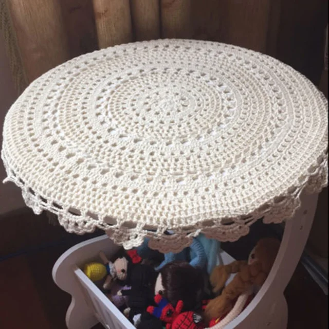 1pc Round Tablecloth Handmade Crochet Lace Cotton Placemat Vintage Hand Tablecloth Home Wedding Table Decoration 3