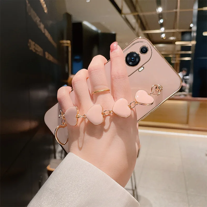 Plating Love Heart Bracelet Chain Soft Silicone Shockproof Cover