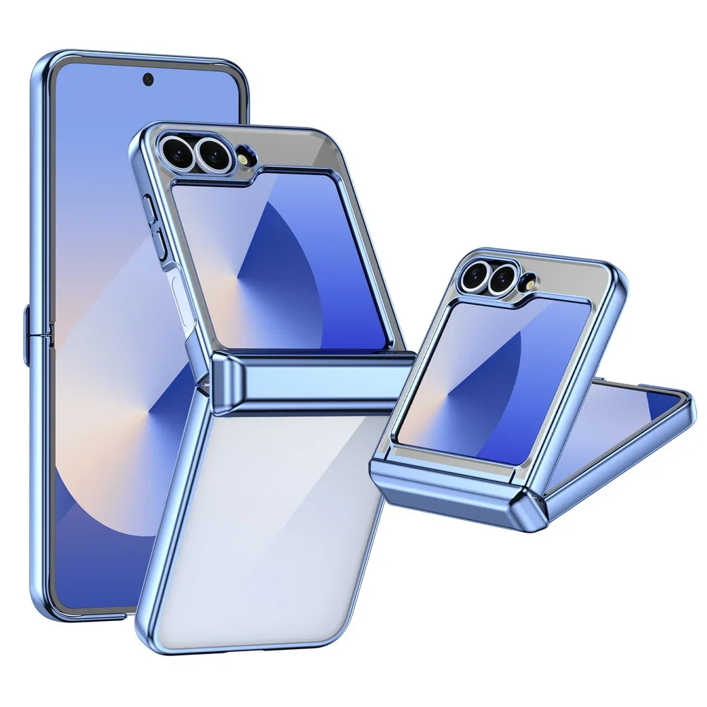 Luxury Electroplated Transparent Shockproof Case with Folding Hinge Protection