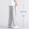 Autumn Casual Trousers Men's Loose Fit Sweatpants Wide Leg Straight Pants Grey Colour Seasonal Pants For Men 2