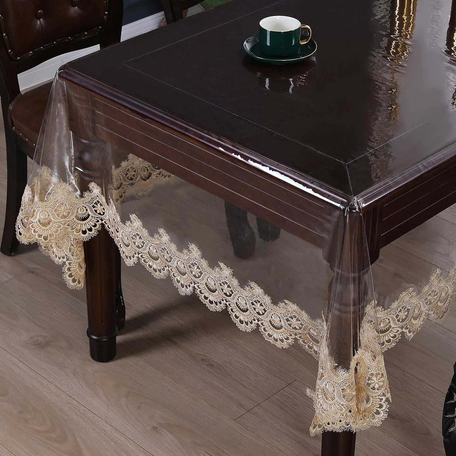 Description Picture 3 of itemBattilo Clear PVC Tablecloth Rectangle Table Cloth Oilproof Waterproof  Lace Table Cover for Dining Table Outdoor Party Decor