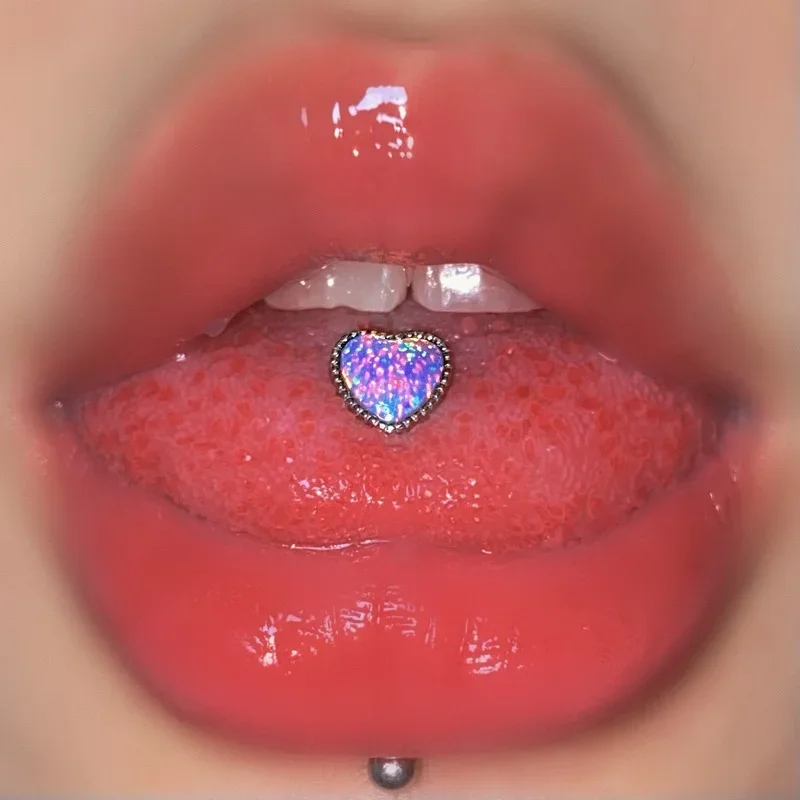 

1Pcs Titanium Steel Colorful Heart Tongue Nails Piercing Body Studs Piercing Body Jewelry for Women Gifts Tongue Rings Jewelry