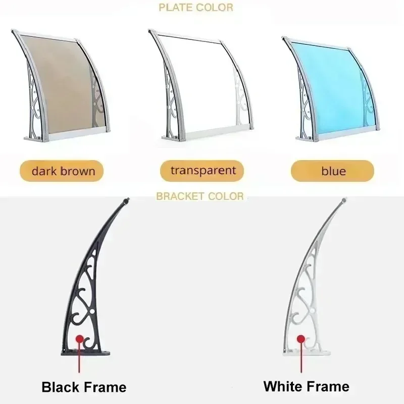 Awning Canopy Aluminum Alloy PC Board Canopy Rain and UV Protection Large Sink Silent Eaves Awning Pergola Aluminium
