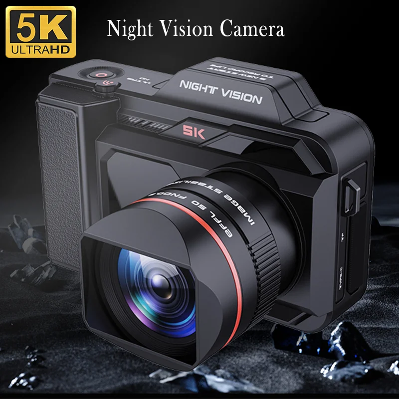 5K HD WIFI Digital Camera 500M Infrared Night Vision Monocular Telescopes 50X Zoom 52MP Full Color SLR Camcorder for Camping