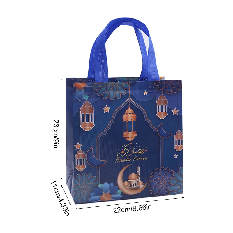 4/8pcs Ramadan Kareem Gift Bags Eid Mubarak Nonwoven Candy Cookie Packaging Bags Muslim Islamic Party Decoration Supplies 2025