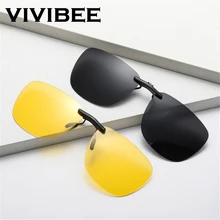 VIVIBEE 남성용 운전 클립 선글라스, 근시 안경용 편광 선글라스, 여성용 사각 야간 투시경, 낚시 UV400 선글라스