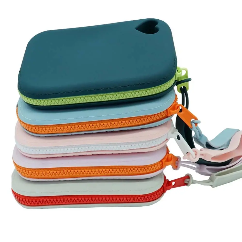 Rectangle Silicone Coin Purse Wallet With Lanyard Large Capacity Simple Makeup Lipstick Bag Waterproof Money Bag coin purse coin wallet