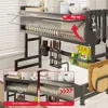 Kitchen Stainless Steel Drain Shelf Over The Sink Dish Drying Rack Utensil Cup Holder Large Over The Sink Dish Rack with Cover 5