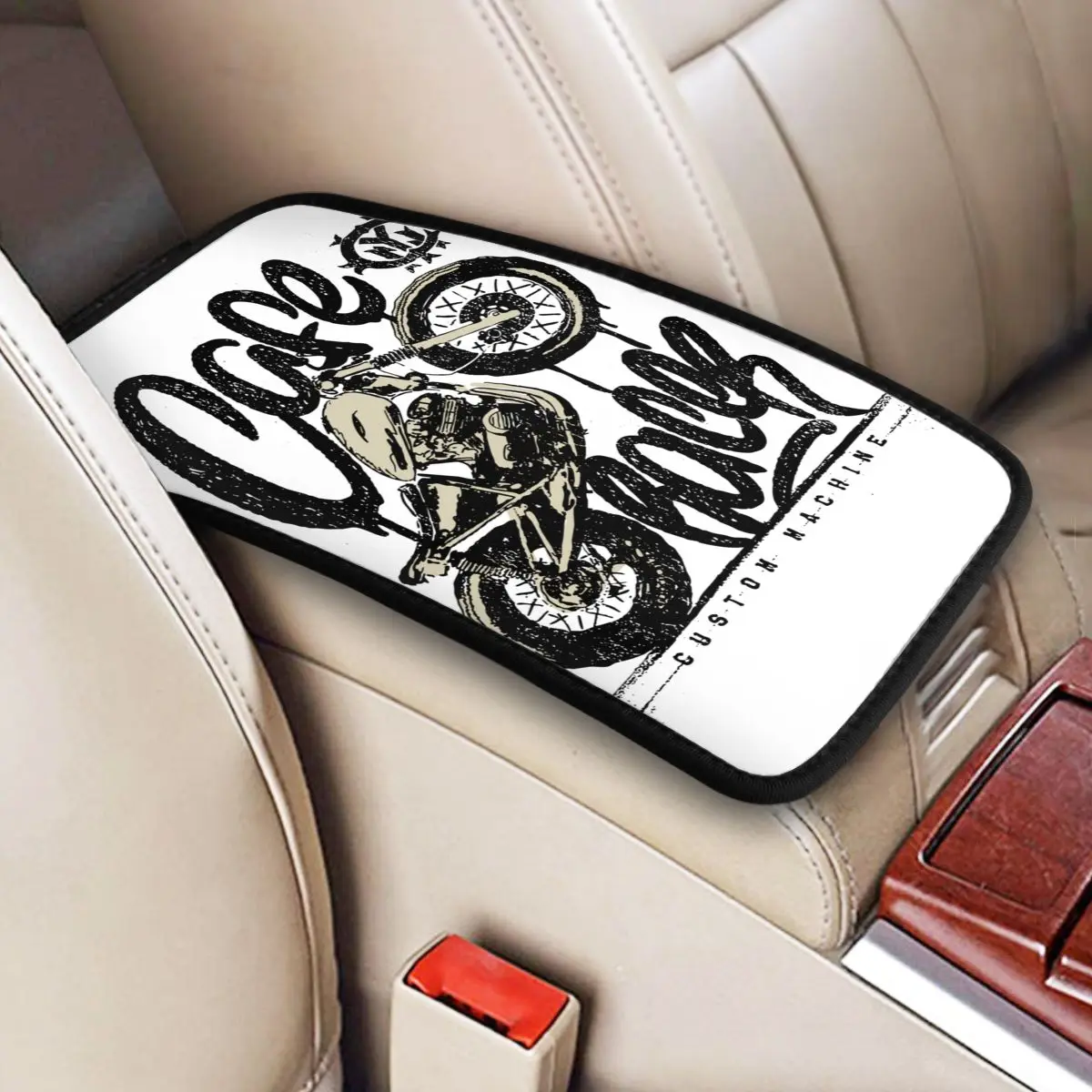 

Happiness Cafe Racer Moto Motorcycle Center Console Protective Cushion Pad for Cars Auto Interior Accessories Armrest Cover Mat
