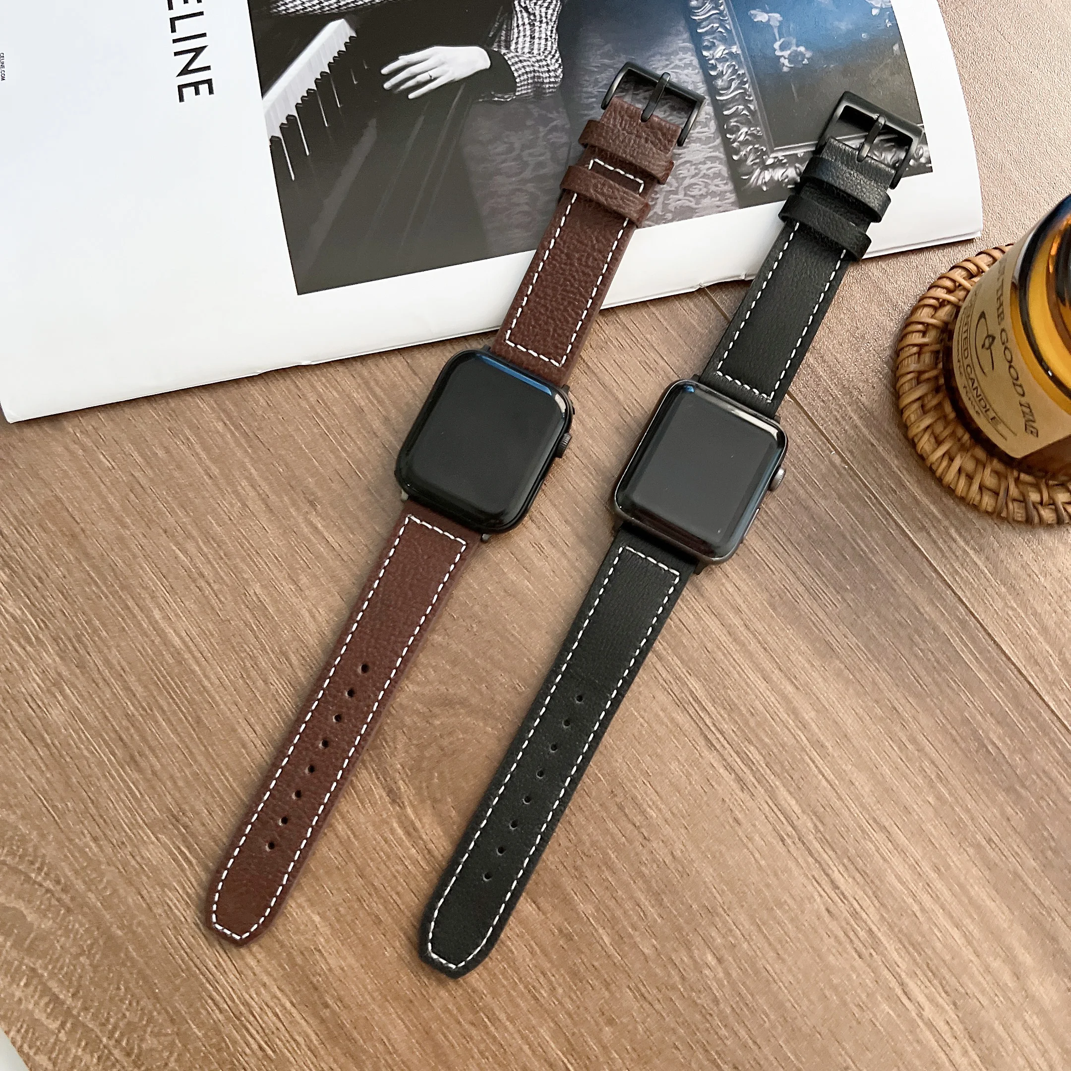 Genuine Leather Strap For Apple watch Ultra 8 7 49mm 45mm 41mm 6 5 4 SE 44mm 40mmBracelet Wristband For iwatch 3 42mm 38mm Belt