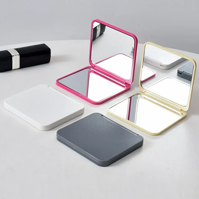 Miroir de maquillage carré à 2 faces, Portable, mignon, cadeau pour fille, Mini miroir de poche Double face, Compact, plusieurs couleurs 1