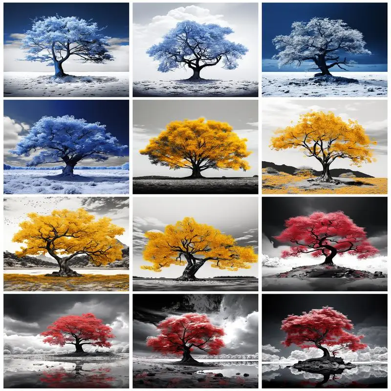 

Картина маслом по номерам SDOYUNO, цветное дерево, украшение для гостиной, картины по номерам, оригинальные подарки, набор для рисования