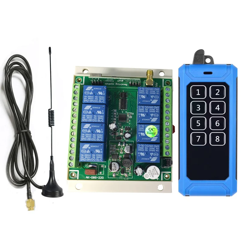 

Universal DC 12V 24V 36V 10A relay 8CH RF Wireless radio remote control switch Receiver& Transmitters 433mhz power 1000m