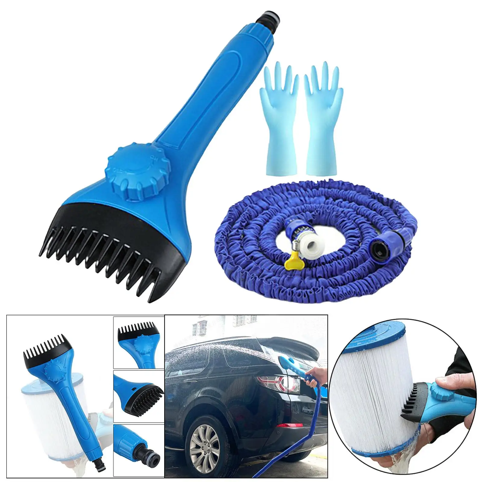 

Pool Filter Clean Brush, Handheld Pool Filter Clean Brush for Pool Hot Tub Filter with Hose Connector