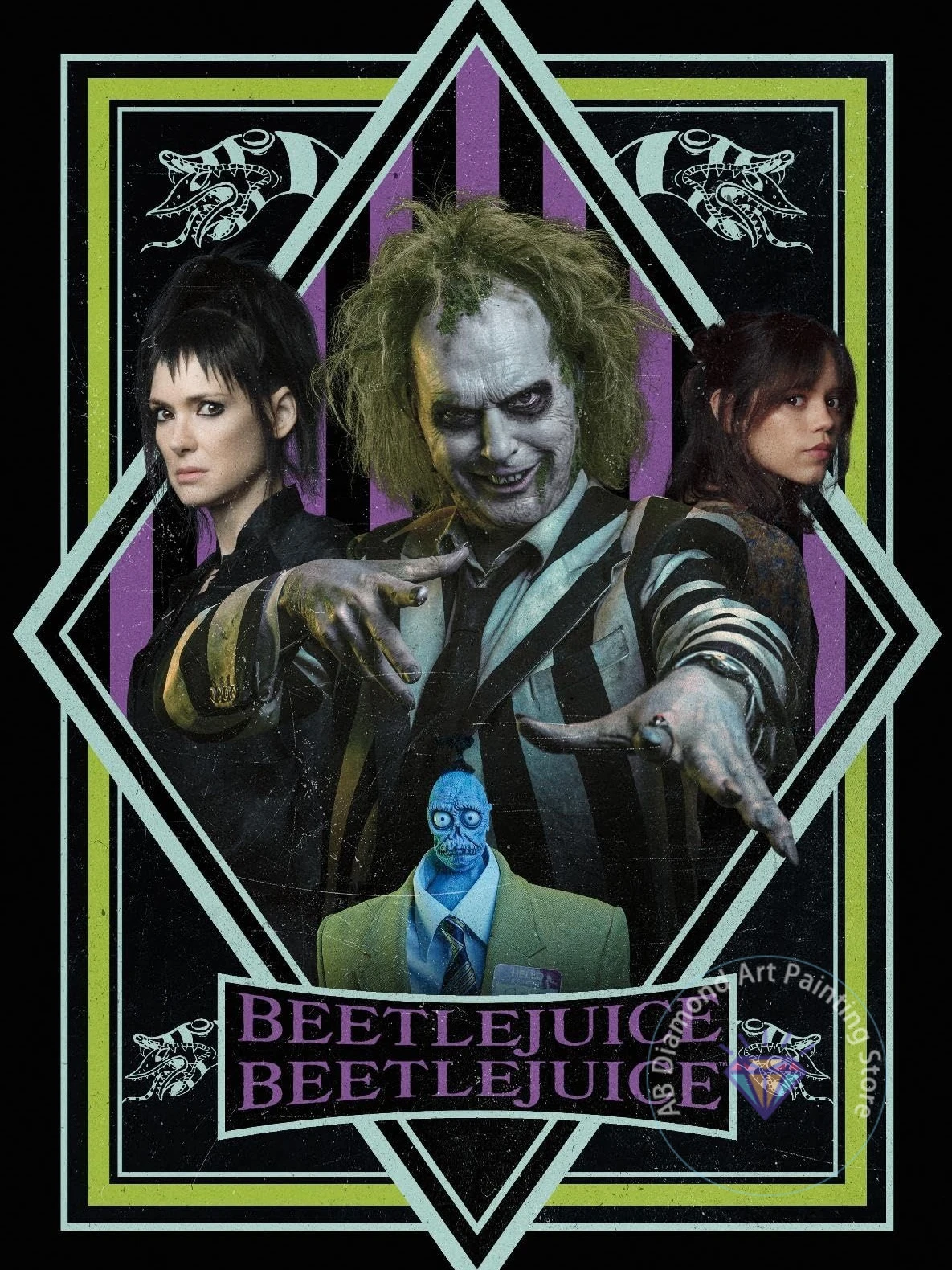 thumbnail image 1 of Tim Button beetlejuice AB diamond painting set Halloween ghost Michael Keaton movie mosaic cross stitch DIY wall decoration gift, 1 of 5
