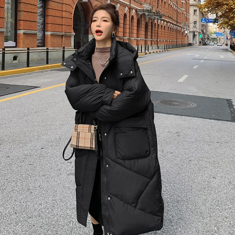 

CHIC VEN Women's Down Coats Korean Loose Hooded Thick Warm Long Down Jacket Winter Coat for Women Female Parkas Outerwears 2022