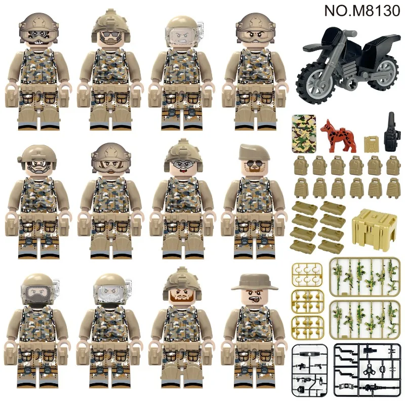 국경을 넘는 M8129 M8130 M8131M8137 위장복 특수부대 군사 빌딩 블록 피규어 장난감 세트