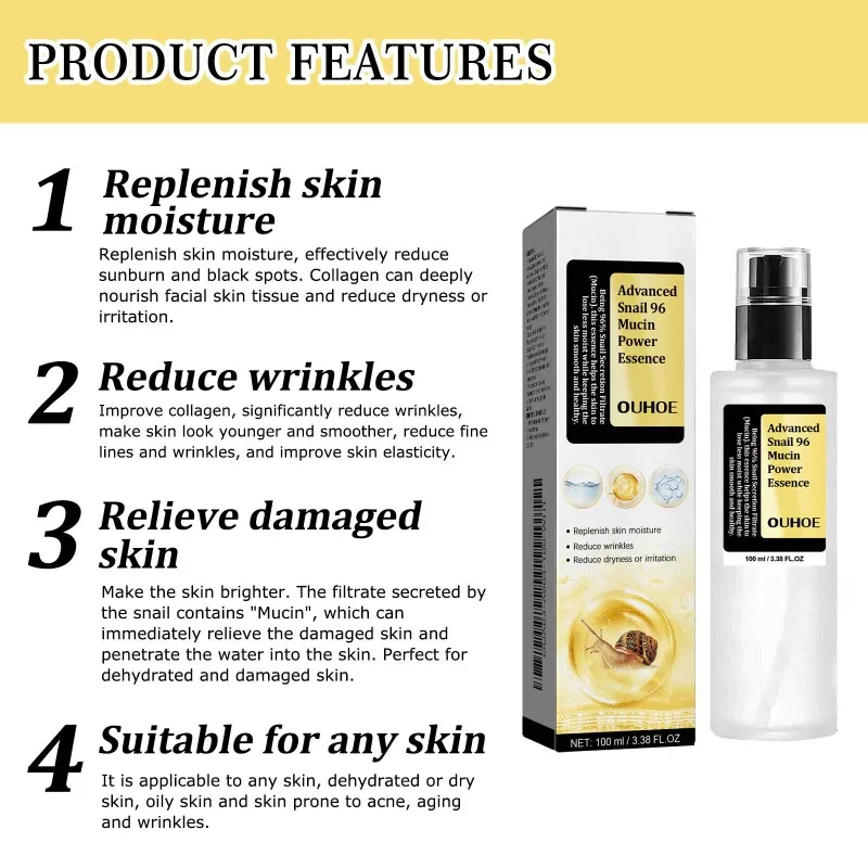 Body Serum Snail 96 Mucin Power Essence Fade Melanin Moisturzing Rejuvenation Shrink Pores Smooth Skin Dark Spot Remover