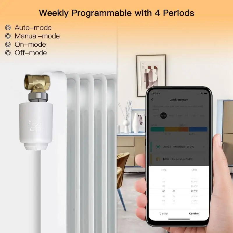 

Термостатический клапан радиатора Tuya Smart ZigBee, приводы для умного дома, беспроводной пульт дистанционного управления, контроллер температуры для Alexa