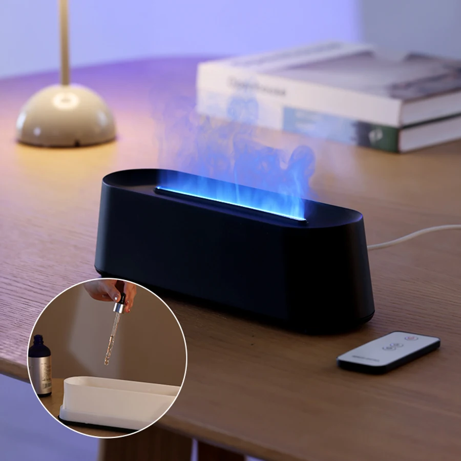 300ML Aroma Oil Diffuser Air Humidifier Seven-Color Flame Car USB Aromatherapy with remote control Portable Cool Mist Usb Led
