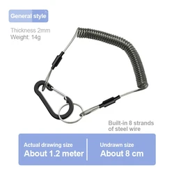 Durable Telescopic Elastic Safety Lanyard with Key Ring Chain (Standard 1.2m)