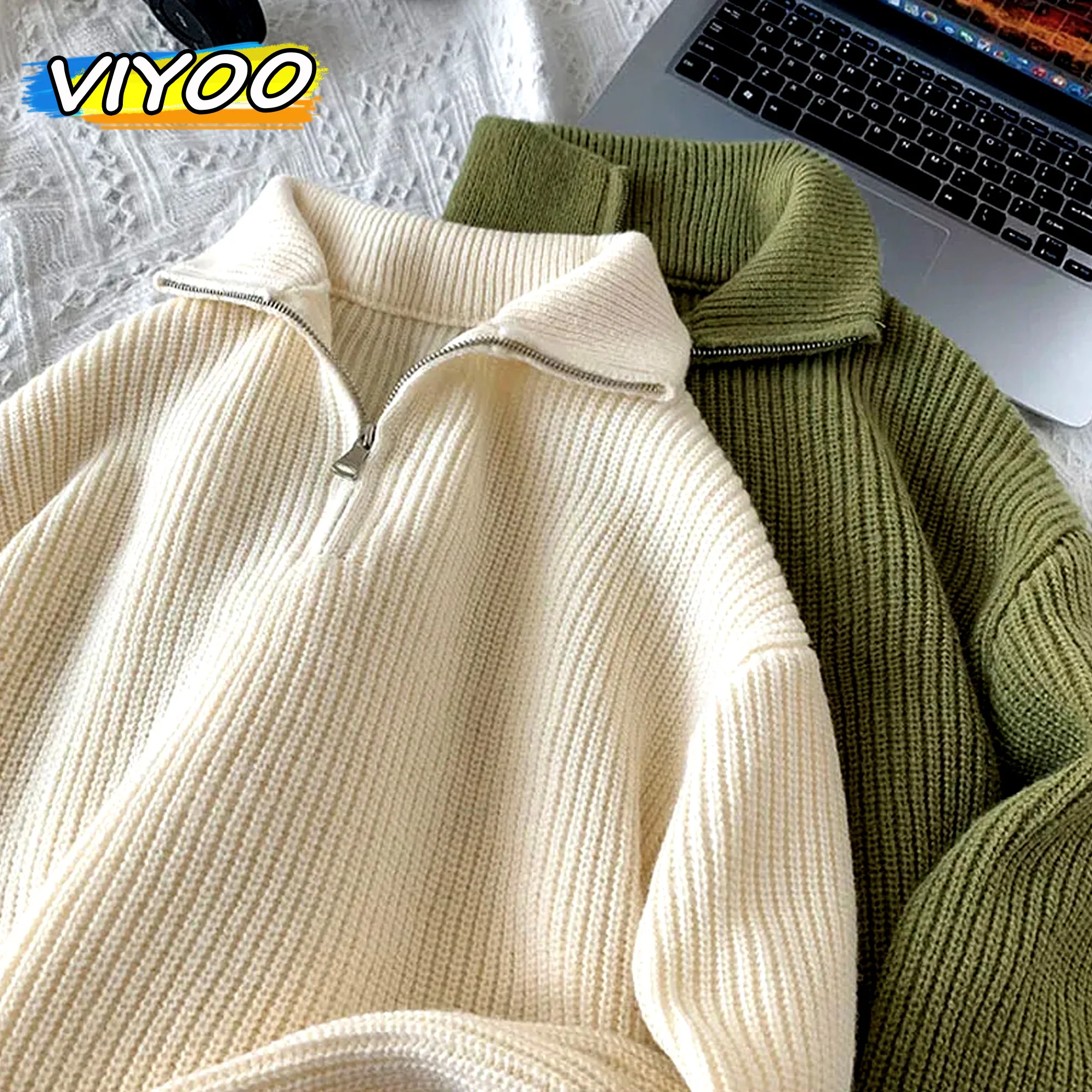 여성용 Y2K 터틀넥 스웨터 니트 스웨터, 남성용 코트, 지퍼가 있는 니트웨어, 한국 겨울 아우터 풀오버, 남성용 블라우스 