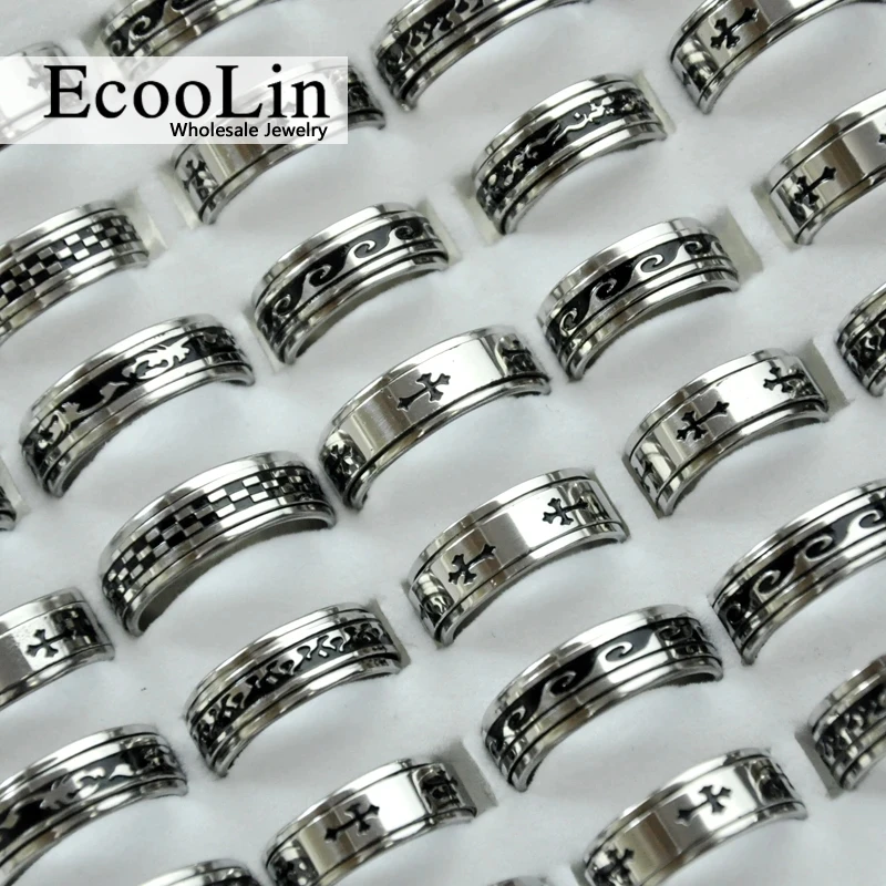 10Pcs/Lot Factory Mixed Pattern Style Stainless Steel Ring For Men and Women Jewelry Rings Lot Never Fade