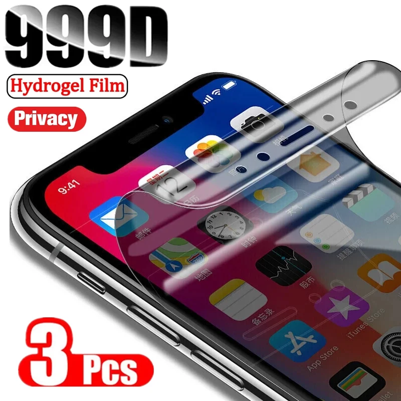 

3Pcs Anti-Spy Soft Hydrogel Film For IPhone 12 11 13 Pro Max Privacy Screen Protectors For IPhone 6 7 8 Plus XR XS MAX Not Glass