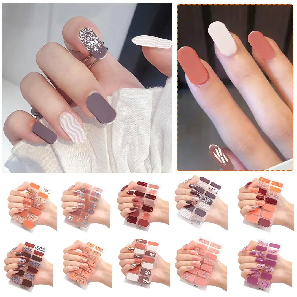 

Semi Cured Gel Nails Art Stickers Fashion Solid Color Nail Gel Lamp Need Sticker Decals Nail LED Decoration Decal Manicure Y4H8